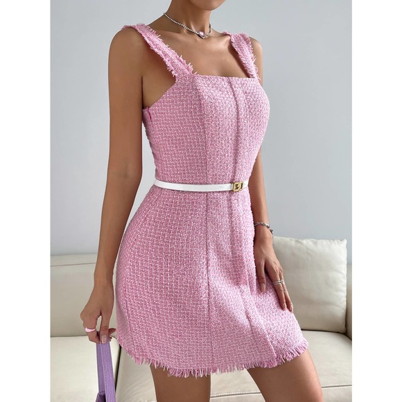 plazacore barbie Raw Trim Tweed Dress (Without Belt) - Picture 6 of 7